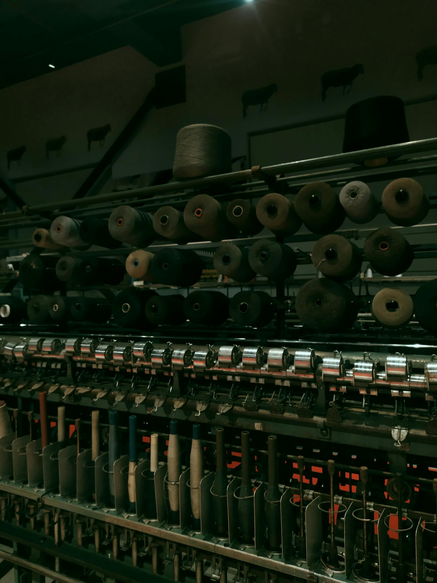 Photo Of Old Textile Machine With Spools